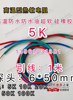 高温硅胶NTC热敏电阻温度传感器防水探头5k 10k 15k 20k 50k 100k
