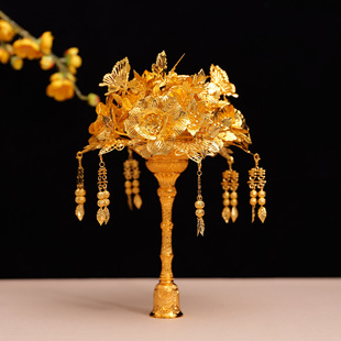 纯金色手捧花diy材料包新娘结婚婚礼秀禾服婚纱花束权杖送礼物