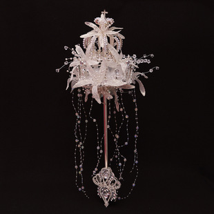 权杖手捧花DIY材料包新娘结婚出嫁手工成品高级水晶女王皇冠婚纱