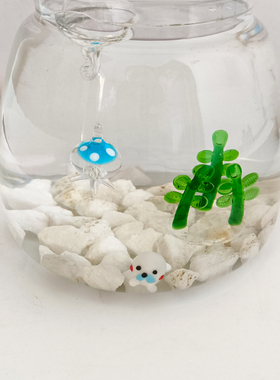 创意手工玻璃水母小鸡漂浮球装饰鱼缸水族斗鱼造景乌龟海豹小摆件