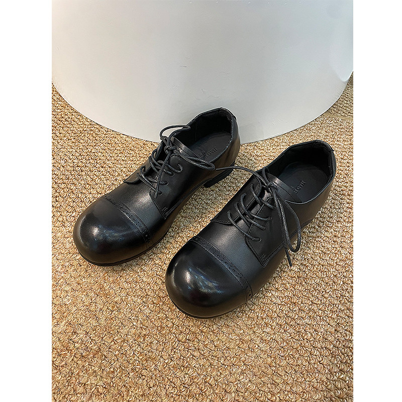 【欧货】英伦风真皮小皮鞋女2026春新款系带复古粗跟时尚休闲单鞋,女鞋,浅口单鞋,淘宝优惠券,粉丝福利购,淘宝优惠卷