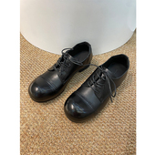 欧货 英伦风真皮小皮鞋 女2026春新款 系带复古粗跟时尚 休闲单鞋