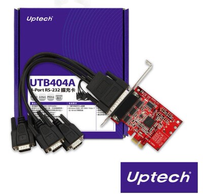 Uptech登昌恒UTB404A 4-Port RS-232扩充卡 OXFORD OXPCIe954晶片