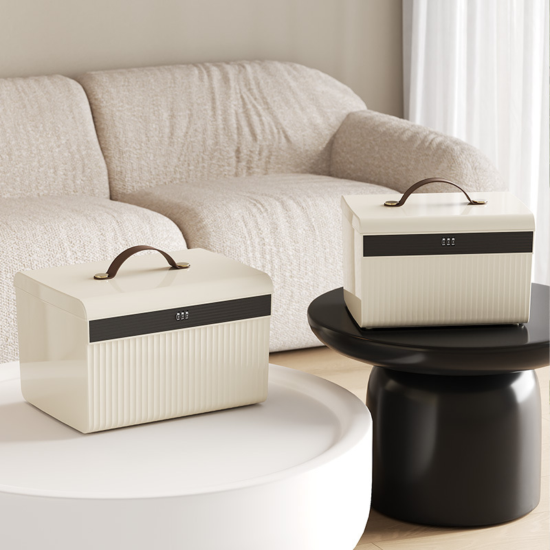 带锁收纳箱家用贵重物品储物箱保管隐私文件收纳盒车载密码收纳箱