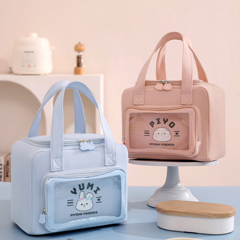 饭盒袋手提大容量上班族保温便当包学生带饭卡通手拎冰包餐包