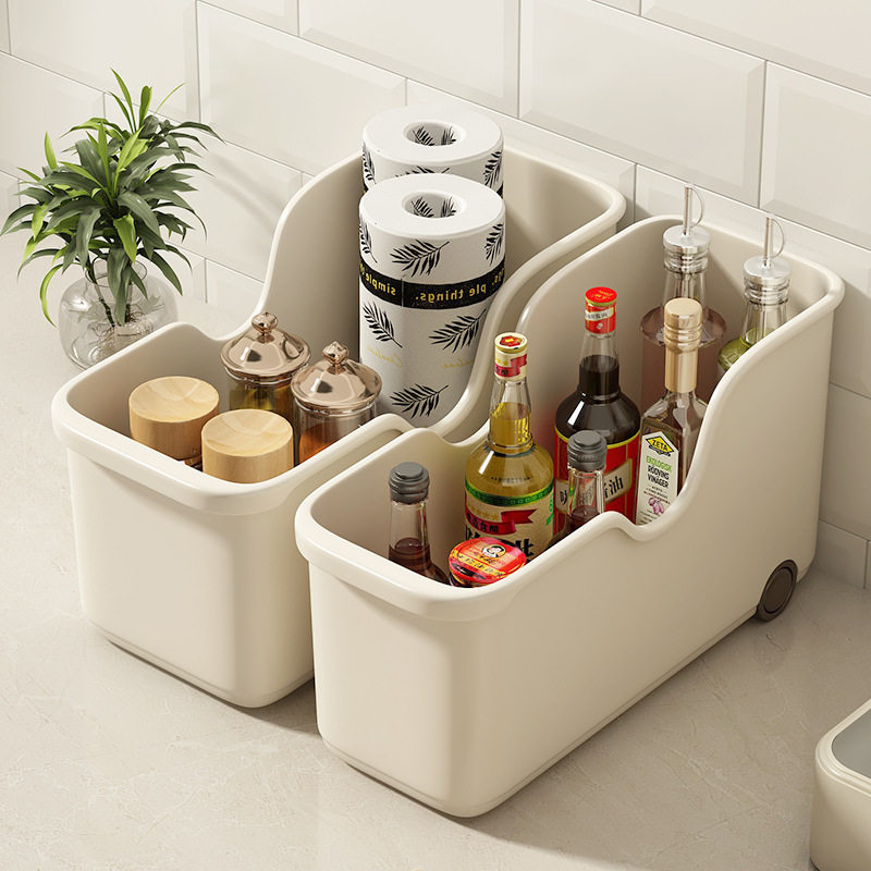 厨房锅具收纳盒带轮橱柜收纳架拉篮储物盒抽拉式锅盖下水槽置物架