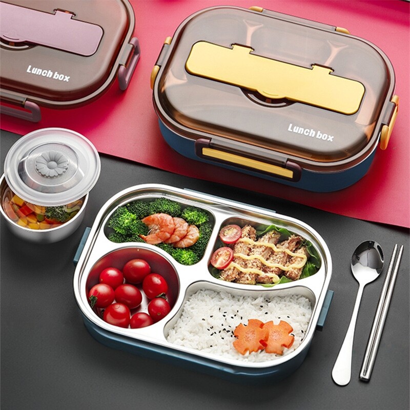316L不锈钢饭盒初中生专用上班族便当保温套装儿童小学生分格餐具