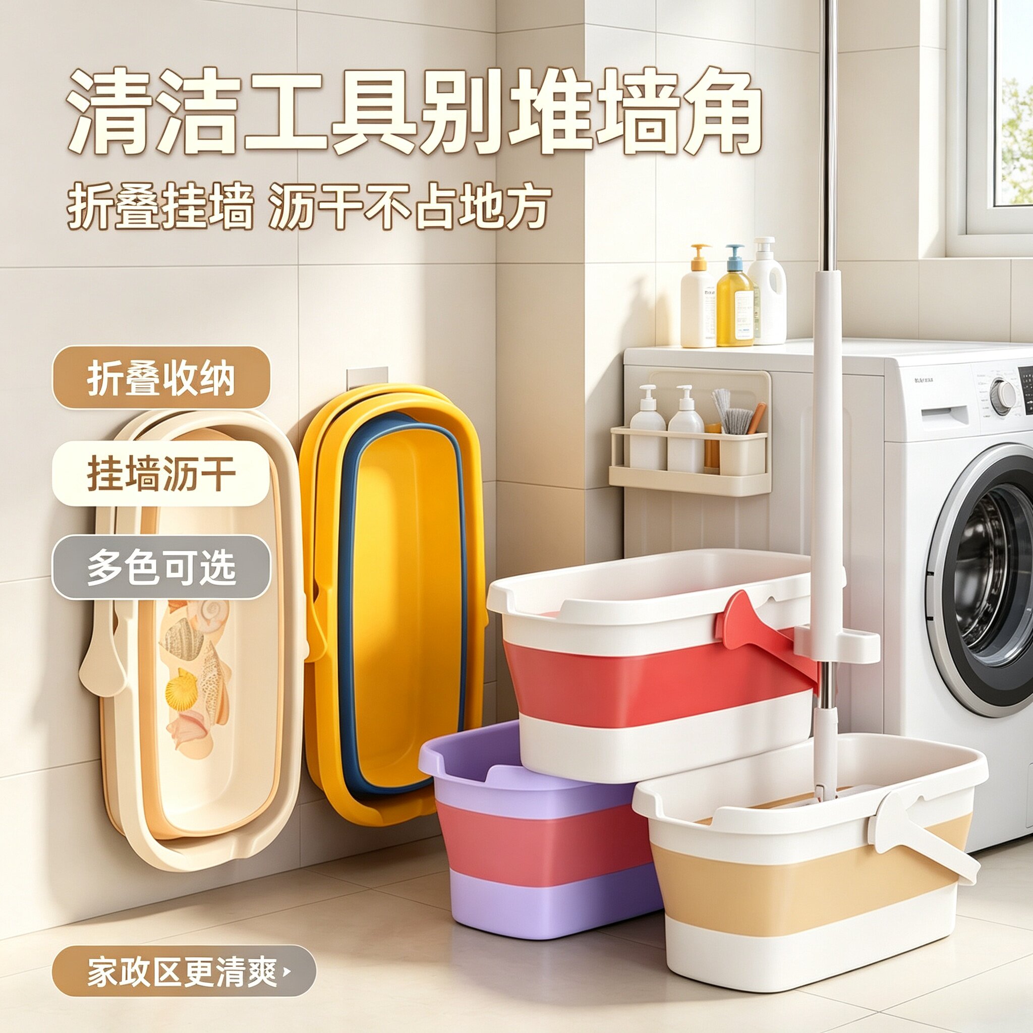 可折叠拖把桶长方形拖地拖布桶洗车涮地板的水桶挤水桶单桶沥水盆