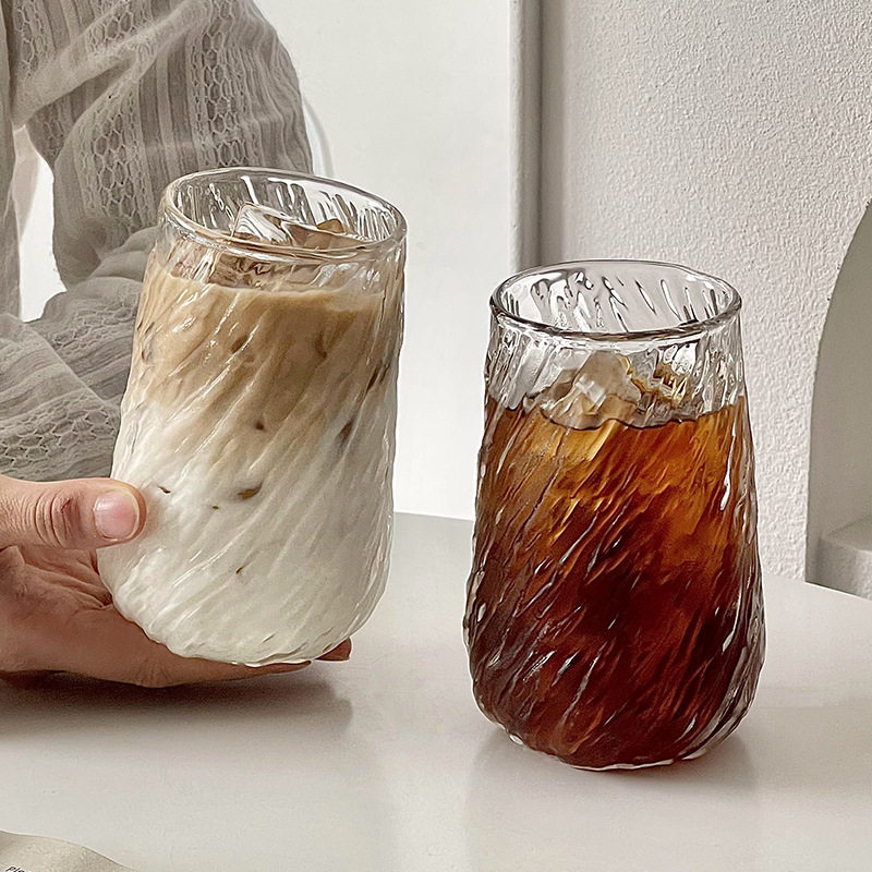 玻璃咖啡杯大容量冰美式拿铁杯透明女高颜值加厚冷饮料水杯子家用