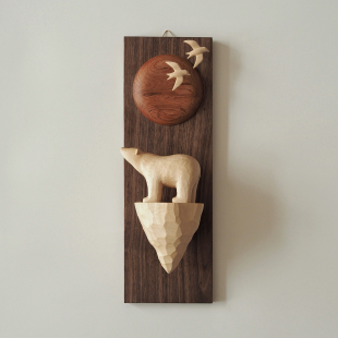 〈炙热〉原创纯手工北极熊小鸟壁挂装 泽無 饰挂件