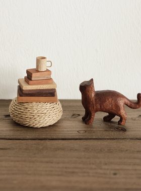 木猫泽无原创风纯手工雕刻摆件