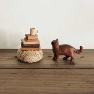 〈与猫共生031〉原创纯手工雕刻创意家居木猫摆件 | 泽无木作