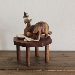 〈与猫共生016〉原创纯手工雕刻创意家居木猫摆件 | 泽无木作