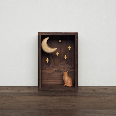 猫月亮摆件泽无木原创自然