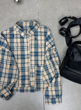 【小惜亦】秋款宽松复古个性百搭南城We家短款格子衬衫