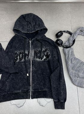 【小惜亦】衣布秋款宽松百搭时尚重工贴布米妮连帽外套69330