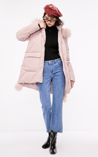 孤品清L码前短后长可爱风白鸭绒中长款羽绒服女118312509 1999