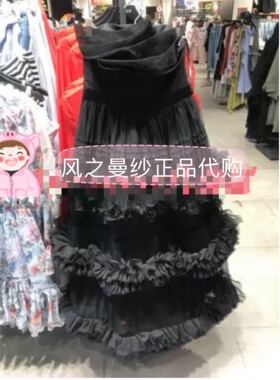 曼纱折扣18冬季新款抹胸重工修身年会晚宴礼服裙连衣裙31847A509