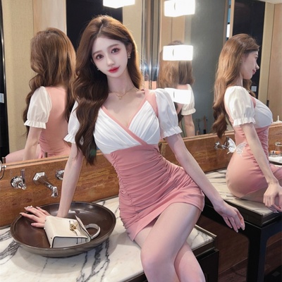 夜场性感连衣裙女显瘦夜总会上班衣服包臀洗浴按摩足浴技师工作服