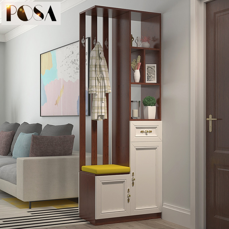 普莎门厅柜进门入户玄关柜客厅隔断墙柜定制衣帽柜简约现代屏风柜