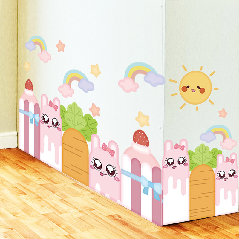 幼儿园环境墙饰走廊卡通墙贴纸儿童房墙脚装饰踢脚线墙壁贴画自粘