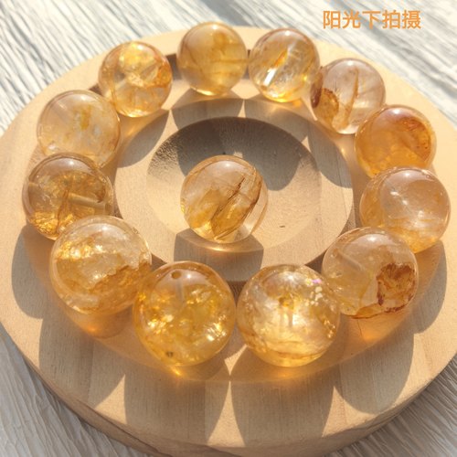 天然黄胶花散珠黄金胶花水晶单珠隔珠多宝Diy设计款串珠12~15mm