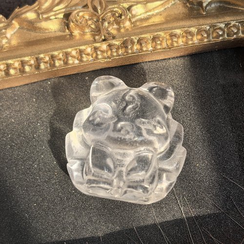 天然白水晶狐狸高透体DIY九尾狐雕刻件手串手链散珠小件一物一拍