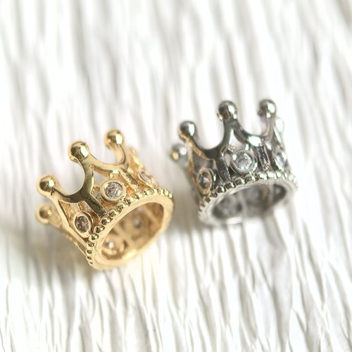 保色镶锆石皇冠隔珠手工diy饰品配件手串手链配饰首饰材料非925银