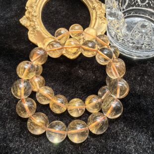 天然金丝雀发晶小众高级轻奢金顺发晶男女款单圈手串手链13~14mm