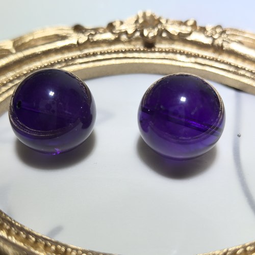 天然乌拉圭紫水晶单珠浓郁紫色水晶散珠水晶多宝手串配件12~17mm