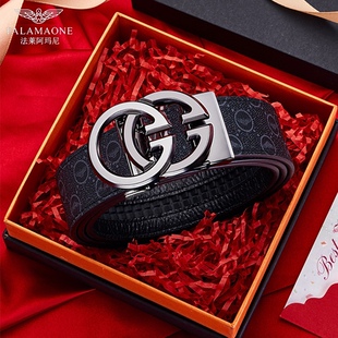 腰带 皮带高档纯牛皮自动扣青年裤 正品 法莱阿玛尼奢侈品牌真皮男士