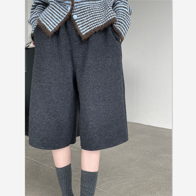 秋冬季韩版简约百搭羊毛五分中裤女松紧腰宽松阔腿休闲百搭靴裤子,女装/女士精品,卫裤,淘宝优惠券,粉丝福利购,淘宝优惠卷