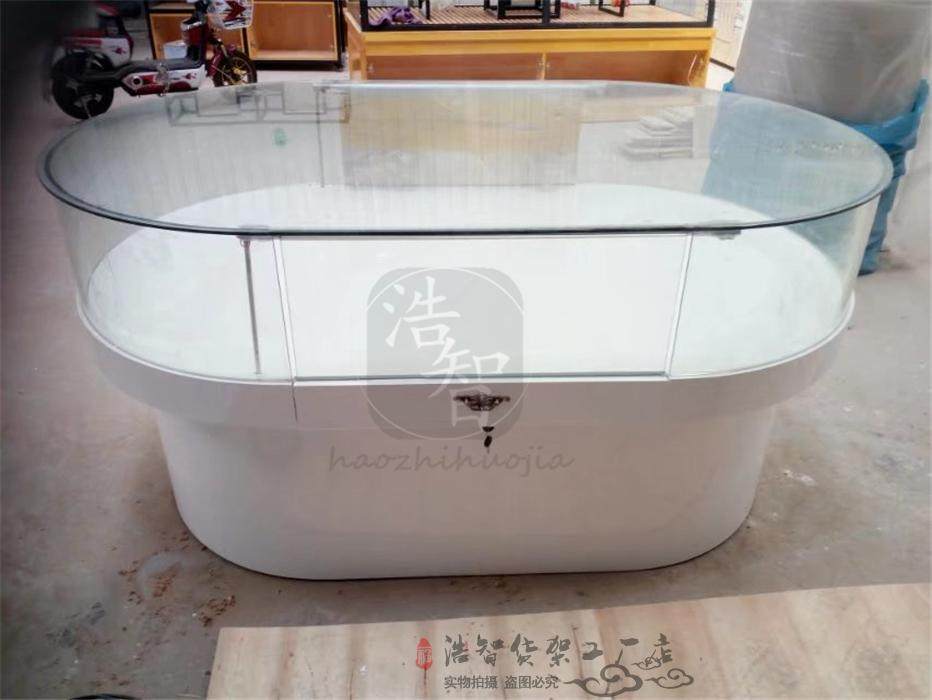 木质烤漆椭圆形展示桌手机柜台