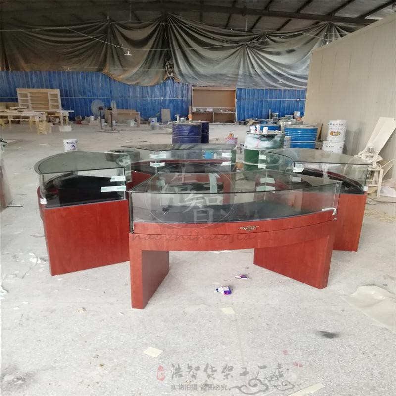木纹圆形玻璃展示陈列柜