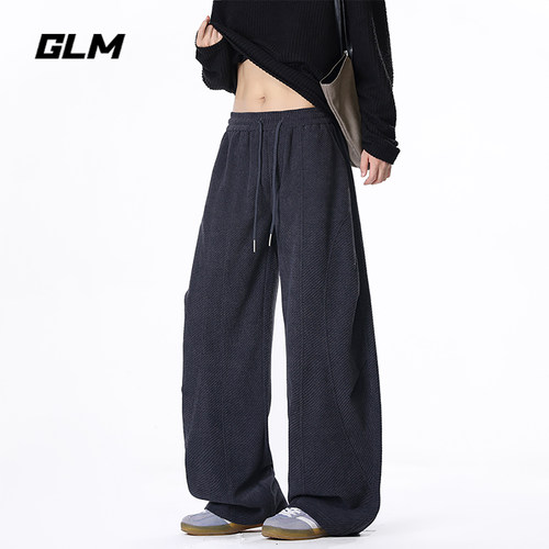 GLM美式解构弯刀工装休闲裤男秋季新款潮牌宽松垂感直筒阔腿长裤