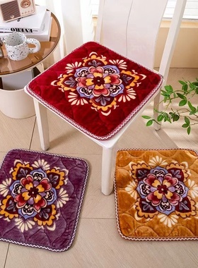 坐垫椅子垫加厚毛绒餐桌椅凳子中式冬季保暖屁股坐垫