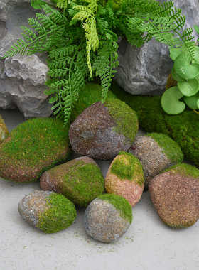 庭院假山石青苔植物造景装饰摆件