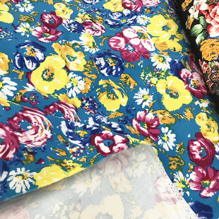 加索繁花 巴黎骨感弹力加厚棉布 数码印花布料面料 手工diy布匹