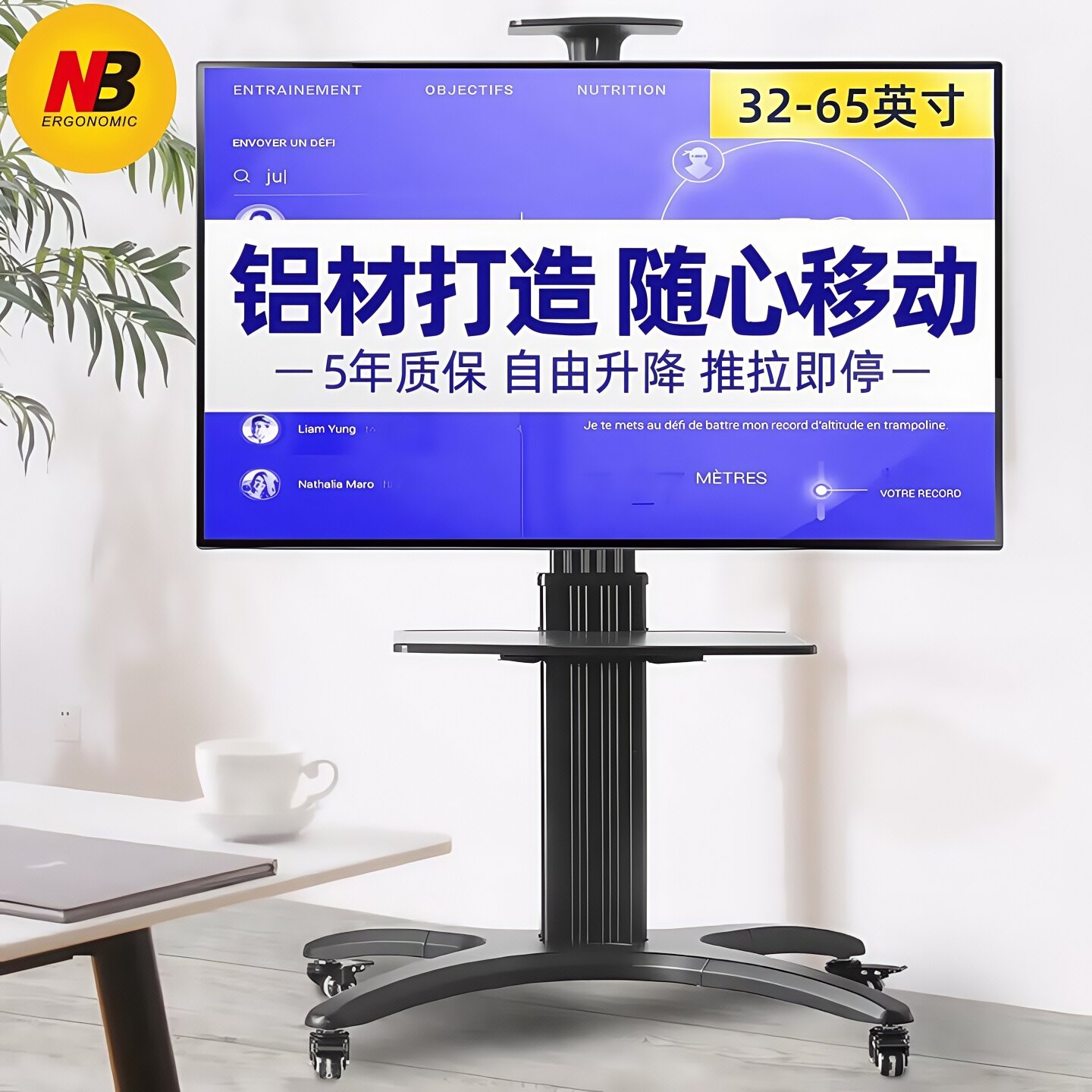 NB AVF1500-50-1P 32-65寸 移动电视支架视频