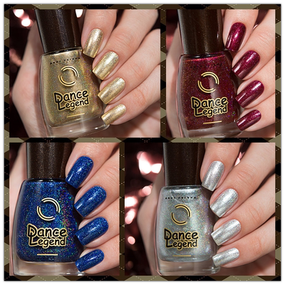 DanceLegend Poinsettia节日快乐金色银色红色庆祝指甲油