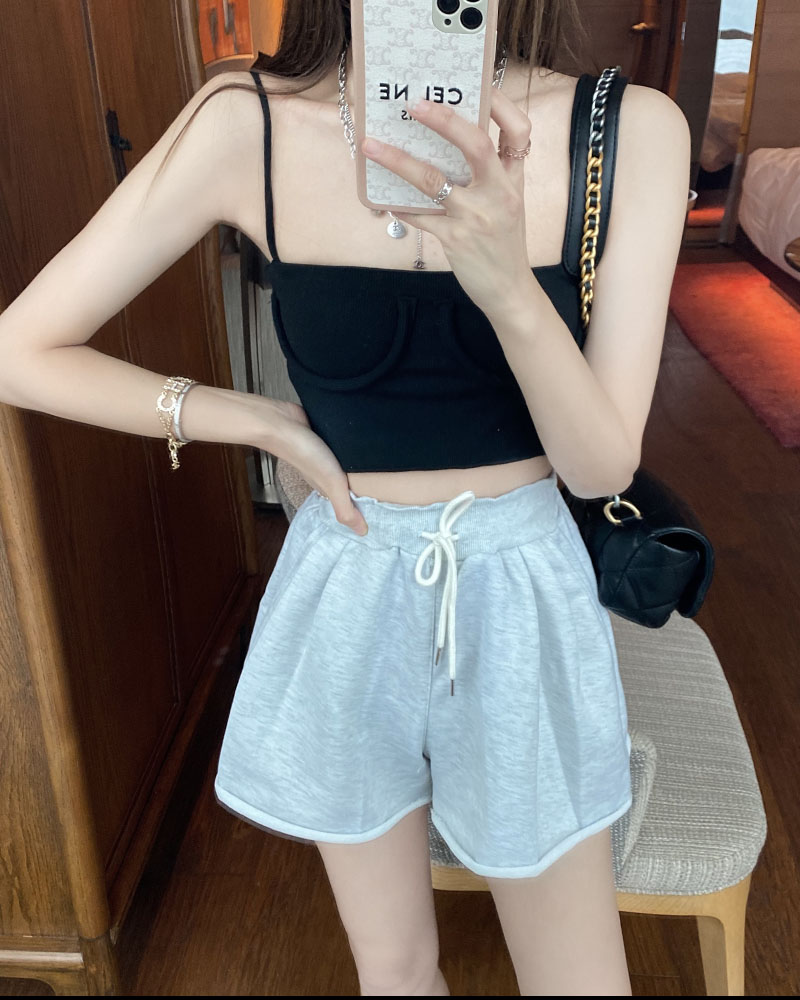 Real price and versatile loose wide leg drawstring shorts