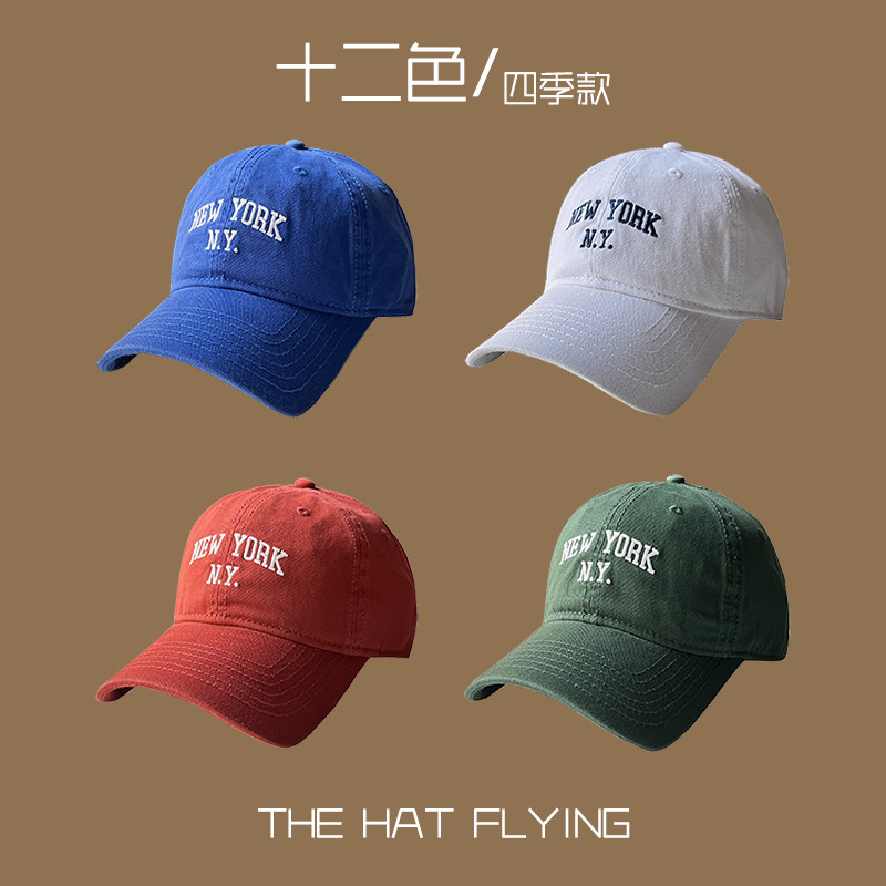 敲好货！鸭舌帽女美式简约Newyork字母刺绣帽子青年学生棒球帽男