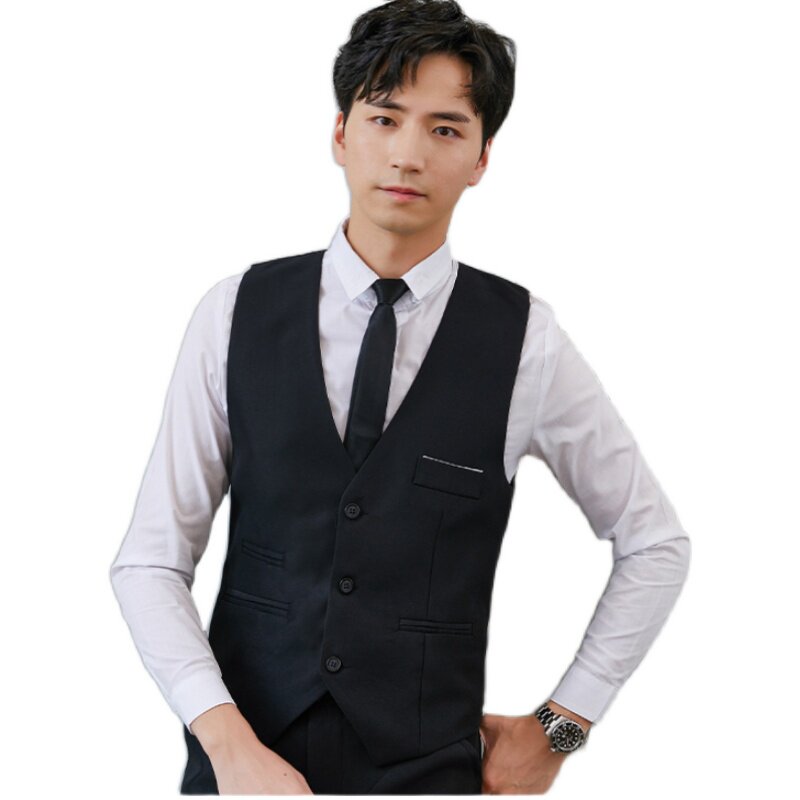 黑色男士马甲商务休闲西服无袖纯色青年英伦背心修身酒店坎肩马夹,男装背心/马甲,星座1607