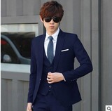 男士西服套装韩版商务修身小西装职业正装伴郎新郎结婚礼服三件套，男装西服，星座1607