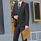 休闲西装男黑色大码西服套装男士商务正装新郎伴郎修身礼服两件套，男装西服套装，星座1607