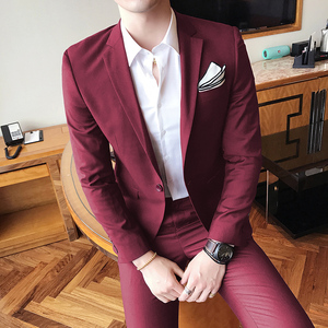男士黑色西服西裤职业正装纯休闲两扣西装套装新郎婚礼礼服三件套图片