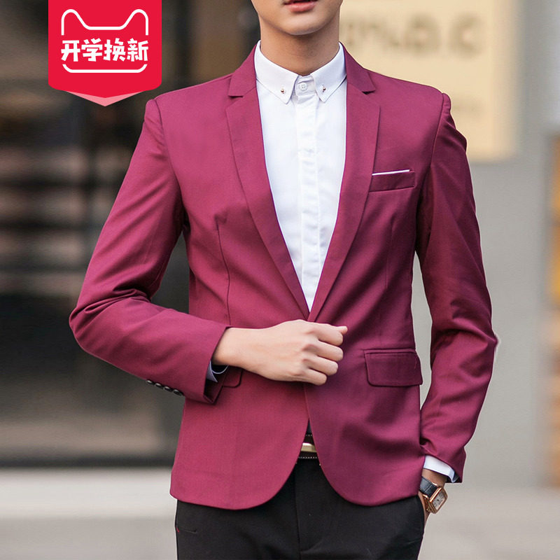 2022春夏新款修身韩版商务休闲职业西装新郎结婚礼服上衣男士西服图片