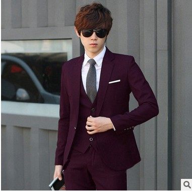 男士西服套装韩版商务修身小西装职业正装伴郎新郎结婚礼服三件套,男装西服,星座1607