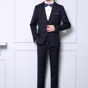 黑色大码西装套装小西服商务正装男士修身新郎伴郎结婚礼服三件套图片