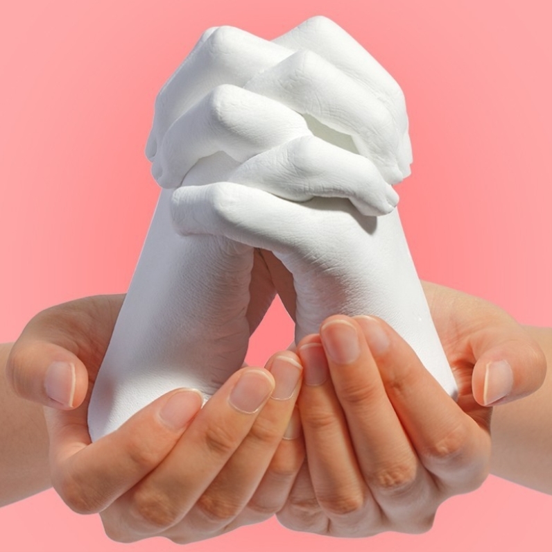 情侣石膏手模克隆手指石膏玩具diy石膏粉自制手膜手摸石膏大套装